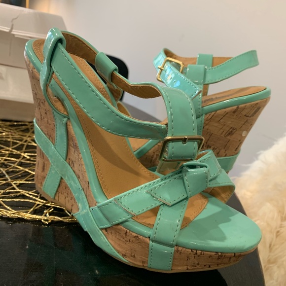 Color block teal wedges - Picture 3 of 6
